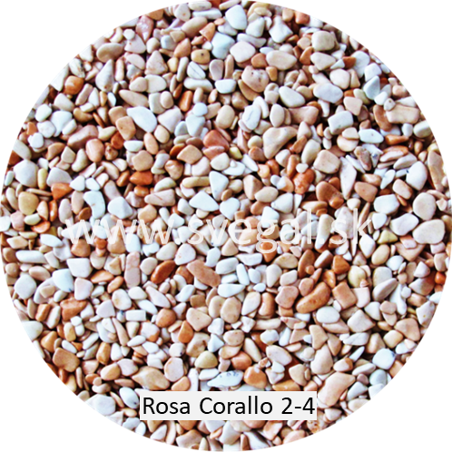 Mramorové kamenivo Rosa Corallo frakcie 2 - 4 mm pre kamenné koberce.