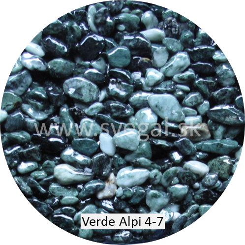 Mramorové kamenivo Verde Alpi 4/7, pre kameninové koberce.