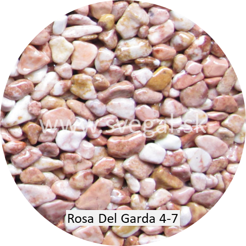 Mramorové kamenivo Rosa Del Garda frakcia 4/7, pre kamenné koberce.