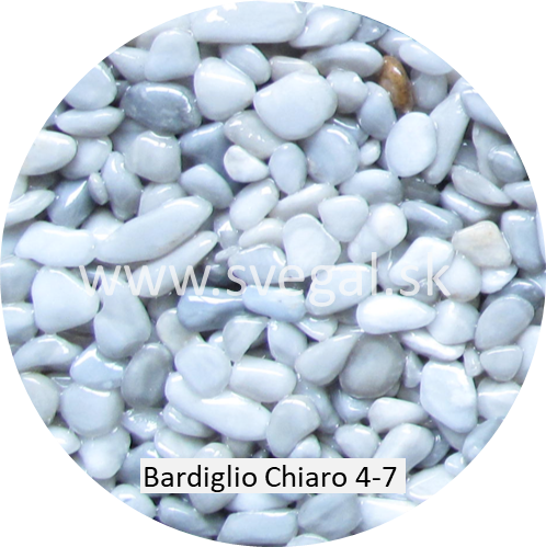 Mramorové kamenivo Bardiglio Chiaro veľkosti 4/7, pre kamenné koberce.